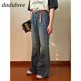 DaDulove💕 New Korean Version of INS Retro Washed Ripped Jeans Niche High Waist Wide Leg Pants Large Size Trousers