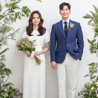 ชุดเดรสแต่งงาน คอปก แบบเรียบง่าย สไตล์เกาหลี สําหรับเจ้าสาว 2023