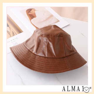 Alma หมวกบักเก็ต หนัง PU กันน้ํา พับได้ เดินป่า กันแดด สําหรับผู้หญิง ผู้ชาย