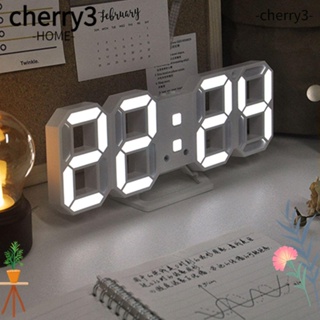 Cherry3 นาฬิกาปลุกอิเล็กทรอนิกส์ ชาร์จ USB พร้อมกระจก สําหรับตกแต่งบ้าน