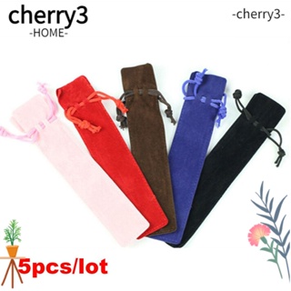 Cherry3 กระเป๋าใส่ปากกา ผ้ากํามะหยี่ เรียบง่าย สําหรับสํานักงาน 5 ชิ้น