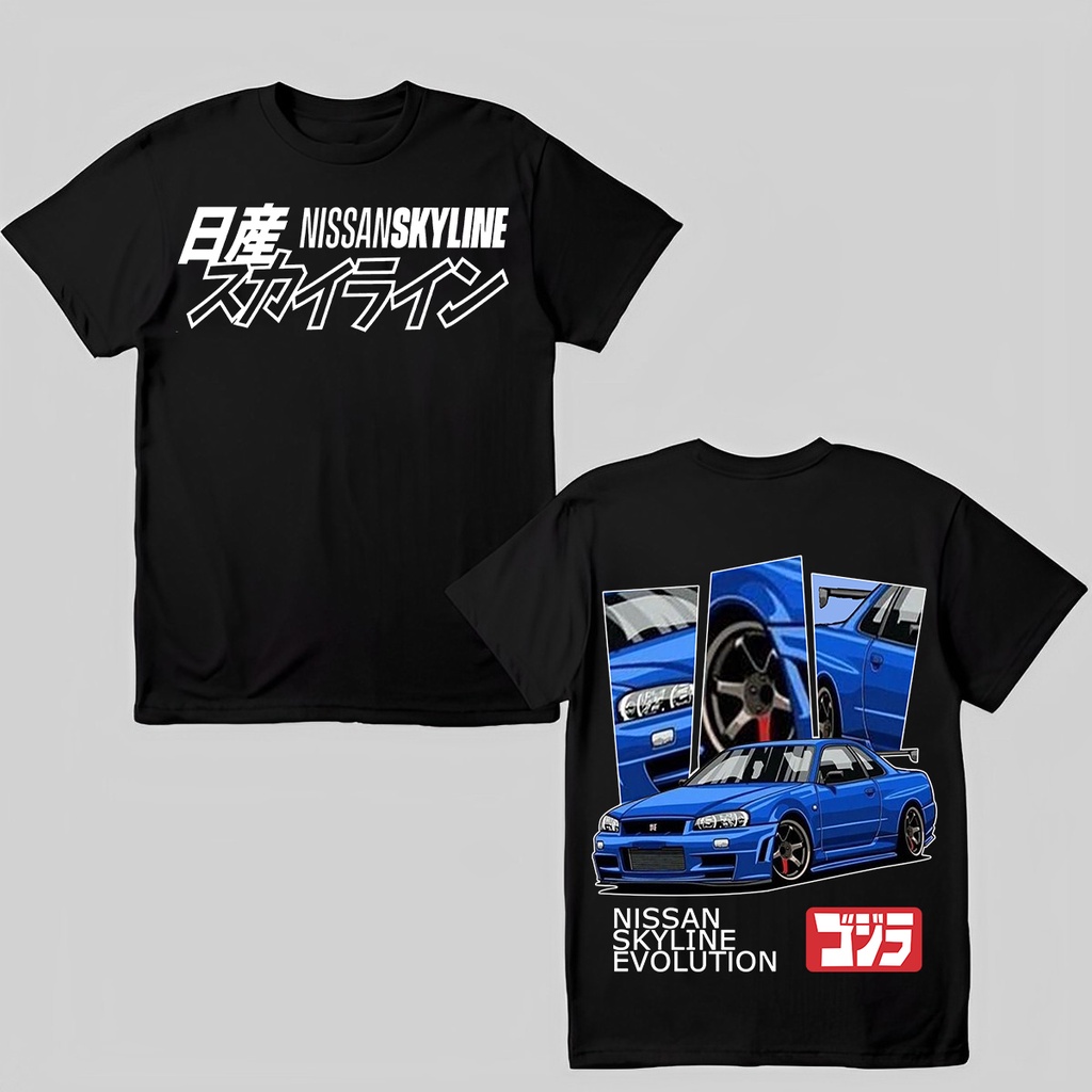 เสื้อยืดคุณภาพดี-เสื้อยืดผู้ชาย-sport-t-shirt-nissan-skyline-gt-r34-เสื้อยืดแขนสั้นคอกลม-cotton-100-สกรีนลาย-เสื้