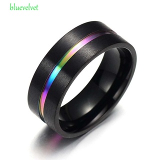 Bluevelvet แหวนไทเทเนียม 8 มม. สีดํา หลากสี เรียบง่าย อุปกรณ์เสริม สําหรับคู่รัก