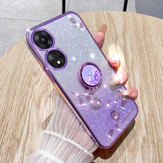 เคสโทรศัพท์มือถือ ซิลิโคนนิ่ม ไล่โทนสี พร้อมแหวนขาตั้ง สําหรับ OPPO A18 A58 A38 A78 4G 5G NFC A78 NFC A78 5G