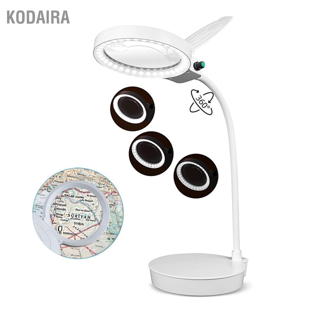 kodaira-แว่นขยายโคมไฟตั้งโต๊ะฐานตั้งโต๊ะ-led-ปรับได้แหวนแว่นขยายแสงสำหรับสักคิ้วเล็บงาม