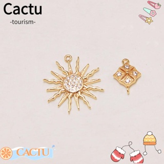 Cactu จี้ชาร์มดวงอาทิตย์ ประดับเพทาย ชุบทอง รูปสี่เหลี่ยมขนมเปียกปูน สําหรับทําเครื่องประดับ DIY 10 ชิ้น