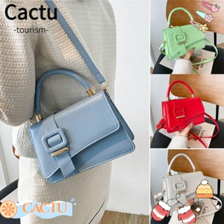 Cactu กระเป๋าสะพายไหล่ หนัง PU ทรงสี่เหลี่ยม ขนาดเล็ก สีพื้น เข้ากับทุกการแต่งกาย สําหรับสตรี