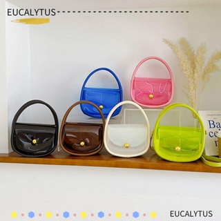 Eutus กระเป๋าถือ PVC แบบใส กันน้ํา จุของได้เยอะ สีแคนดี้ แฟชั่นสําหรับผู้หญิง