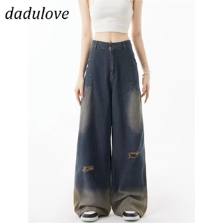 DaDulove💕 New American Style Ins High Street Retro Washed Ripped Jeans Niche High Waist Wide Leg Pants Trousers