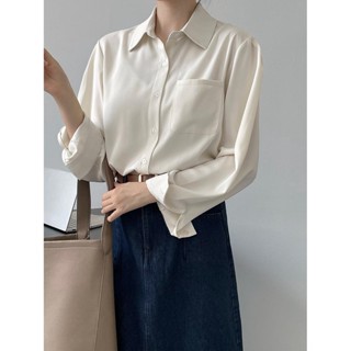 [ฤดูใบไม้ร่วง สไตล์ใหม่] เสื้อเชิ้ตแขนยาว สีพื้น สไตล์เกาหลี เรียบง่าย เข้ากับทุกการแต่งกาย สําหรับผู้หญิง 2022 2133 พร้อมส่ง ส่งฟรี วันเดียวกัน