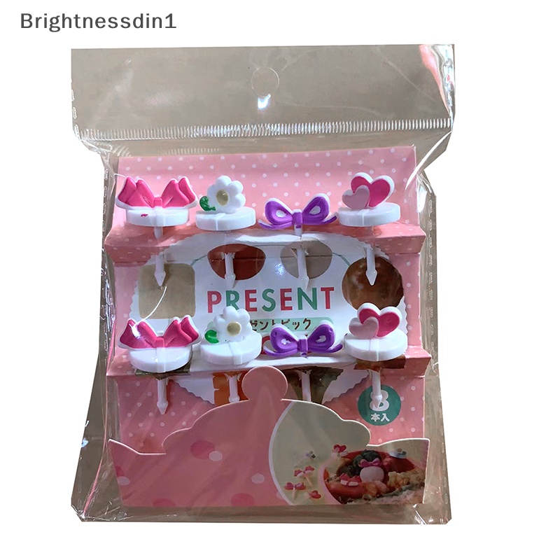 brightnessdin1-ส้อมจิ้มผลไม้-ขนมขบเคี้ยว-ลายการ์ตูนโบว์น่ารัก-สําหรับเด็ก-8-ชิ้น-ต่อชุด