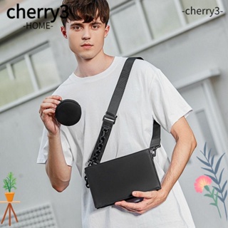 Cherry3 กระเป๋าสะพายไหล่ กระเป๋าถือ หนัง PU สีดํา สไตล์วินเทจ สําหรับผู้ชาย
