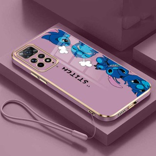 เคสโทรศัพท์มือถือ กันกระแทก ลายการ์ตูน Stitch พร้อมสายคล้อง สําหรับ Xiaomi Redmi Note 11s 11T 11 Pro+ Plus 5G Redmi Note 11s 4G