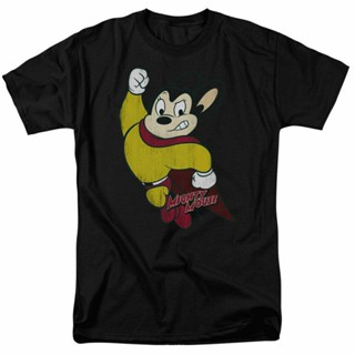 [S-5XL]โปรโมชั่น เสื้อยืดลําลอง แขนสั้น พิมพ์ลายการ์ตูน Mighty Mouse Classic Hero สําหรับผู้ชาย