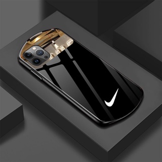 เคสโทรศัพท์มือถือกระจกนิรภัย ลาย Nike สําหรับ iPhone 13 14 Pro 15 Max 11 12 Pro Max XS X XR