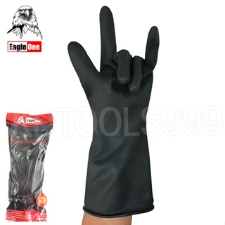 Eagle One ถุงมือยาง ถุงมืออเนกประสงค์ ขนาด 10 นิ้ว # ถุงมือยางสีดำ หนาพิเศษ 