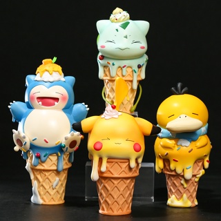 โมเดลฟิกเกอร์ Pokemon Psyduck Bulbasaur Snorlax Pikachu Ice Cream Series 14 ซม. ของเล่นสําหรับเด็ก และผู้ใหญ่