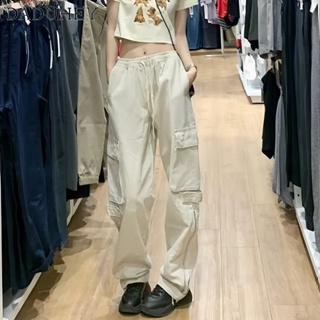 DaDuHey🎈 American Style Retro High Waist Slimming Jeans Womens Straight-Leg Trousers Loose Wide Leg Cargo Pants