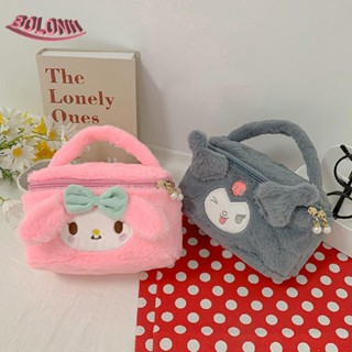 Bo กระเป๋าเครื่องสําอาง ผ้ากํามะหยี่ขนนิ่ม ลาย Kuromi Melody Kabi แบบแขวน สําหรับผู้หญิง