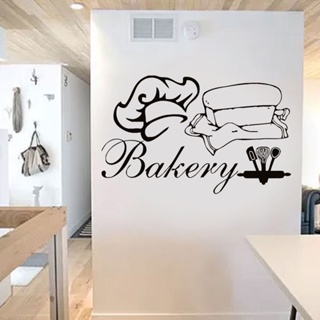 สติกเกอร์ไวนิล รูปหมวกเชฟ ขนมปัง เค้ก แบบลอกออกได้ สําหรับติดตกแต่งผนัง หน้าต่าง ร้านเบเกอรี่