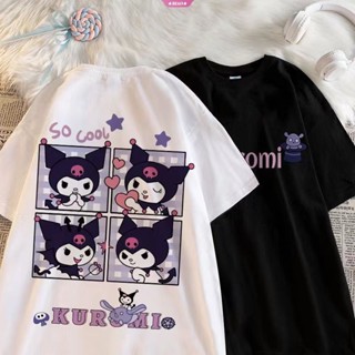 เสื้อยืดแขนสั้นลําลอง พิมพ์ลายอนิเมะ Kuromi Kawaii Sanrioes แฟชั่นฤดูร้อน สําหรับเด็กผู้ชาย และเด็กผู้หญิง