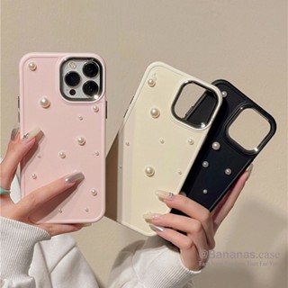 เคสโทรศัพท์มือถือ ป้องกันเลนส์กล้อง ประดับไข่มุก สําหรับ iPhone 15 14 13 12 11 Pro Max X XS Max XR 7 8 Plus SE2020