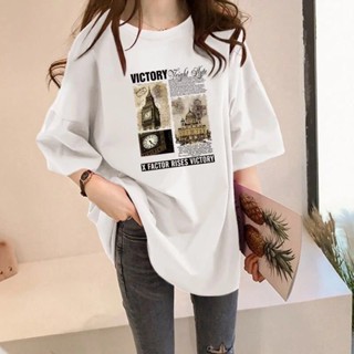 เสื้อยืดแขนสั้นลําลอง คอกลม ทรงหลวม ขนาดใหญ่ สไตล์เกาหลีตะวันตก แฟชั่นฤดูร้อน สําหรับผู้หญิง 2023