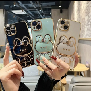 เคสมือถือ แบบนิ่ม ลายกระต่ายน่ารัก หมุนได้ 360 องศา พร้อมกระจก สําหรับ Infinix Hot 30 Play 30i 20i 20s 20 5G 11s NFC