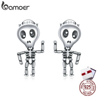 Bamoer Sterling Silver 925 Skull Studs Earrings hypoallergenic Fashion Jewelry For Women &amp; Girls Gifts SCE1110