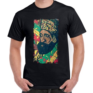 ดูดีนี่ พร้อมส่ง เสื้อยืดแขนสั้นลําลอง คอกลม ผ้าฝ้าย พิมพ์ลาย Haile Selassie Reggae Rasta สไตล์เกาหลี สําหรับผู้ชาย