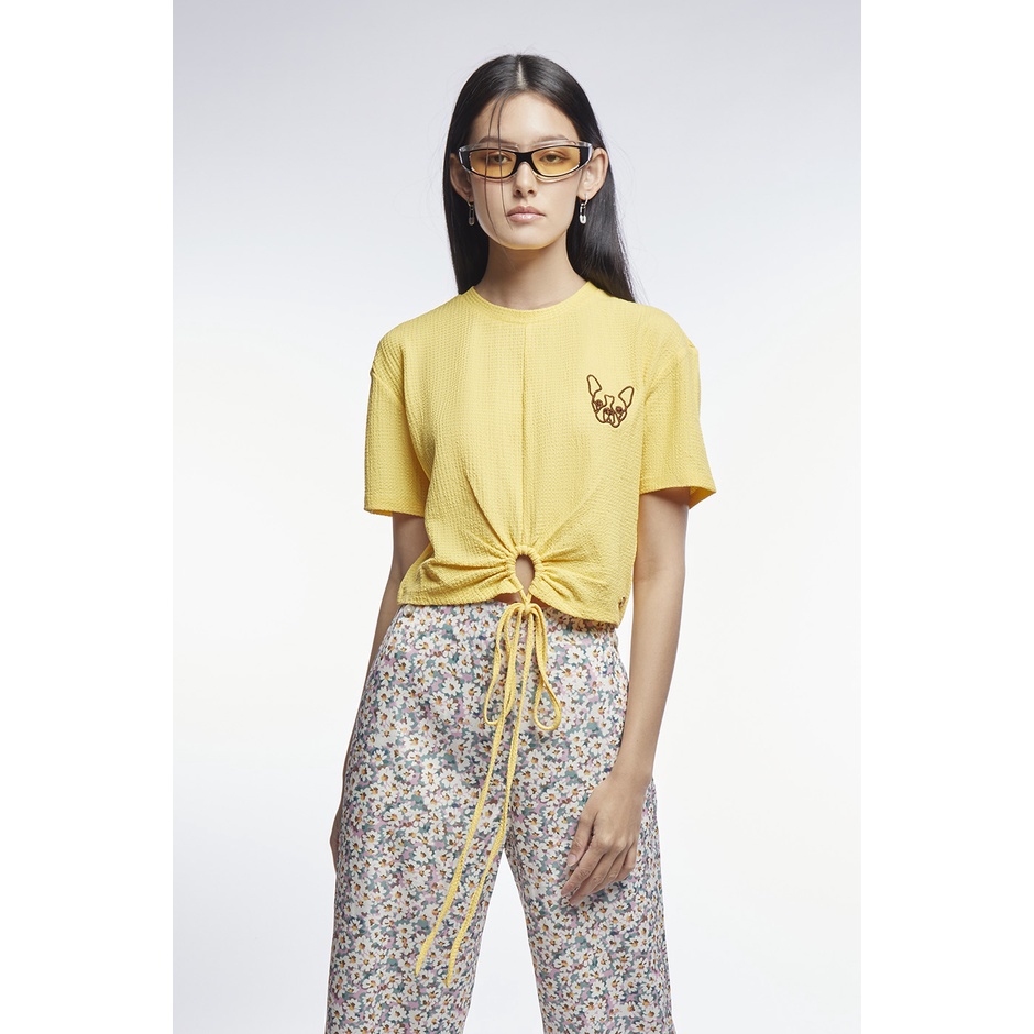 esp-เสื้อนิตแต่งเชือกผูกโบว์ลายเฟรนช์ชี่-ผู้หญิง-สีเหลือง-frenchie-knit-top-with-bow-detail-5956