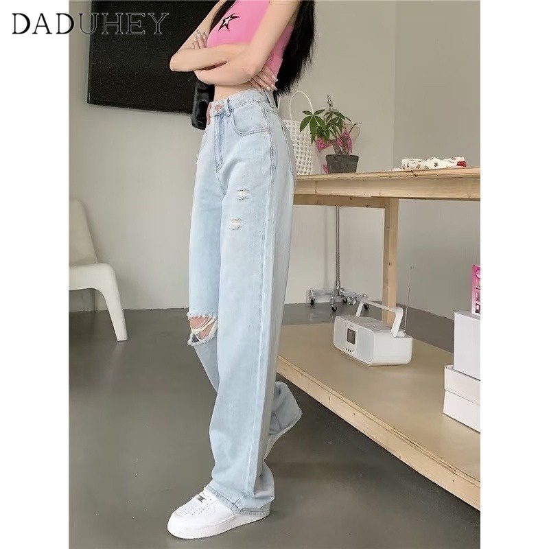 daduhey-new-american-style-light-color-ripped-jeans-womens-niche-high-waist-loose-wide-leg-pants
