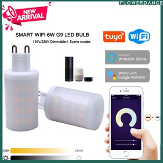 Tuya 6w G9 หลอดไฟ LED อัจฉริยะ 110v/220v หลอดไฟหรี่แสงได้ หลายสถานการณ์ แอพพลิเคชั่น ปรับความสว่างได้ รองรับการควบคุมด้วยเสียง ทำงานร่วมกับ Google Assistant ดอกไม้