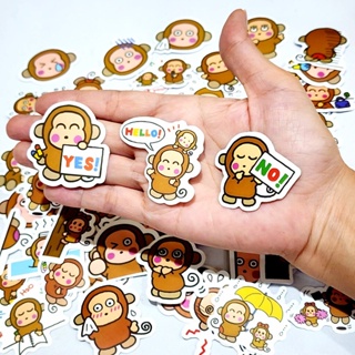 สติ๊กเกอร์ Monkichi ลิง มังคิชิ Sanrio ติดแน่น กันน้ำ ติดกระเป๋า ขวดน้ำ (60 ชิ้น) monkey sticker