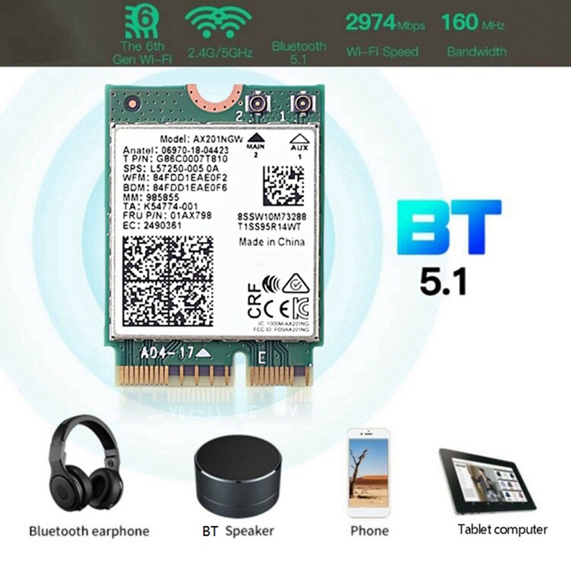 การ์ด-wifi-ax201ngw-พร้อมเสาอากาศคู่-2-4-ghz-5ghz-wifi-6-3000mbps-m-2-cnvio2-บลูทูธ-5-1-อะแดปเตอร์ไวไฟ-สําหรับ-win10