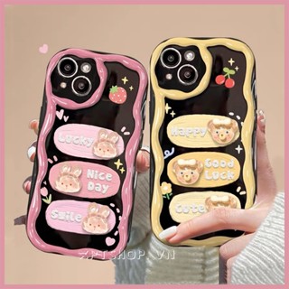 เคสโทรศัพท์มือถือนิ่ม กันกระแทก ป้องกันกล้อง ขอบตุ๊กตาหมี กระต่าย สีชมพู สําหรับ iPhone 15 14 13 Pro Max 12 11 Pro Max XR IX 78Plus