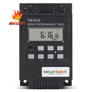 Sinotimer TM616 รีเลย์ตั้งเวลาดิจิทัล 30AMP 4PINS 7 วัน ตั้งโปรแกรมได้ 110V Ac