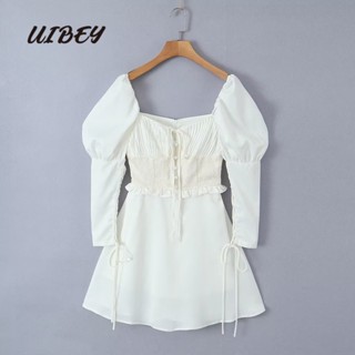 Uibey ชุดเดรส คอสี่เหลี่ยม เซ็กซี่ แฟชั่น 9315