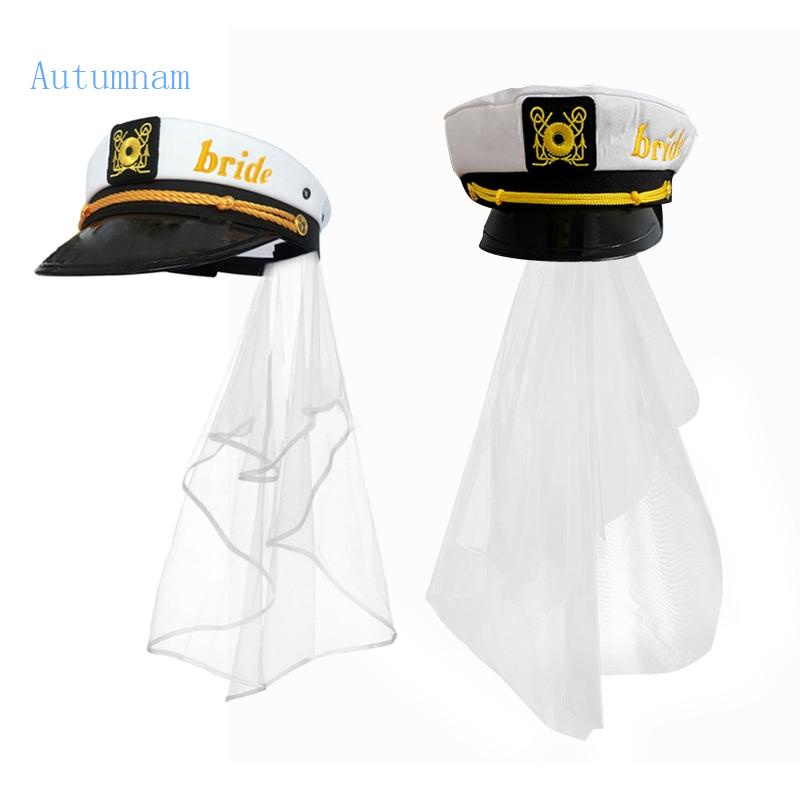 autu-หมวกกัปตันทหารเรือ-พร้อมผ้าคลุม-สําหรับเจ้าสาว-งานแต่งงาน