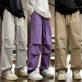 กางเกงผู้ชาย กางเกงขายาวลําลอง ทรงหลวม ทรงตรง แฟชั่นฤดูร้อน สไตล์เกาหลี สําหรับผู้ชาย กางเกงขายาวผู้ชาย