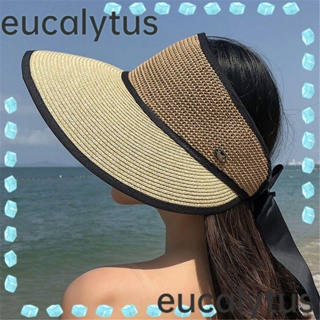 Eucalytus1 หมวกฟางปีกกว้าง ปรับขนาดได้ สําหรับผู้หญิง