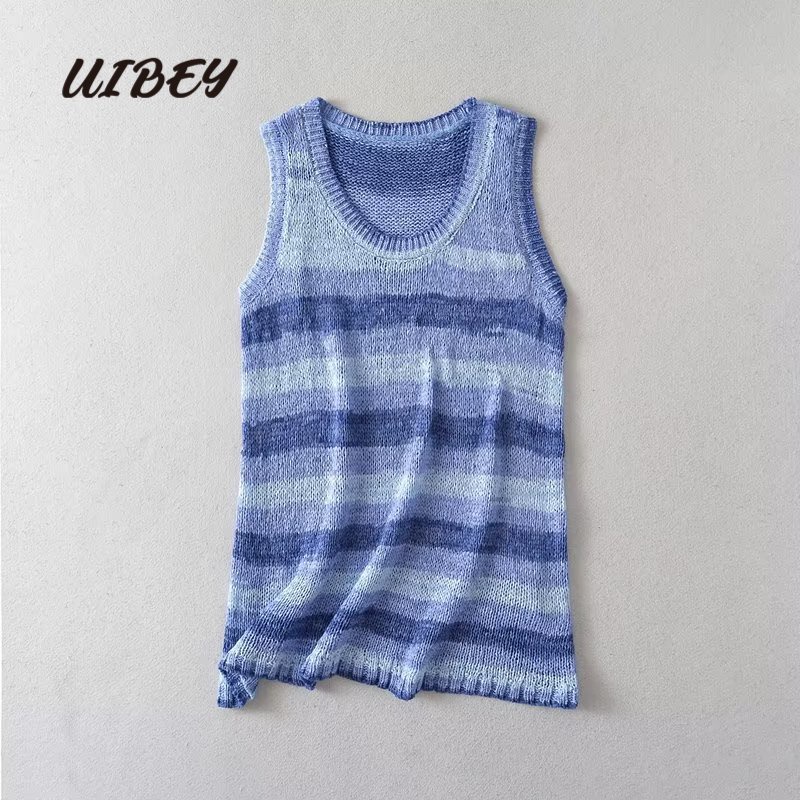 uibey-เสื้อกั๊ก-ผ้าถัก-ลายทาง-ทรงหลวม-แฟชั่น-2332