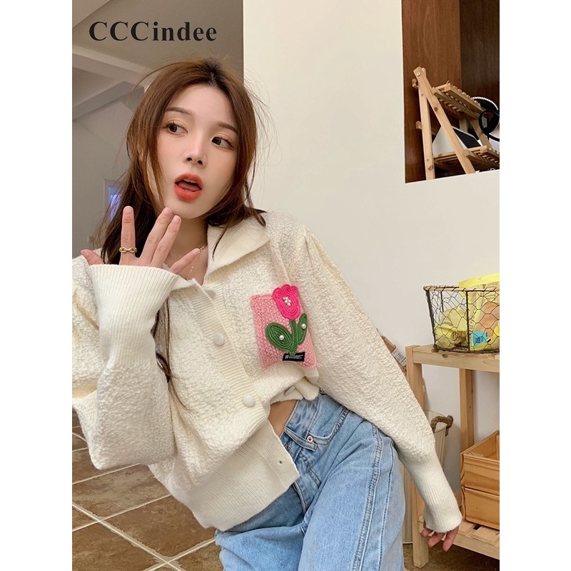 cccindee-เสื้อคาร์ดิแกน-ทรงหลวม-ปักลาย-เข้ากับทุกการแต่งกาย-แฟชั่นสําหรับผู้หญิง-2023