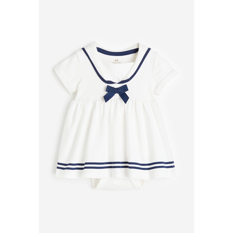 H&M Girl Bowdetail bodysuit dress 1163237_1 Shopee Thailand