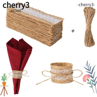 Cherry3 แหวนผ้าเช็ดปาก ลูกไม้ สีเหลือง ใช้ซ้ําได้ ใช้ง่าย สําหรับตกแต่งโต๊ะ งานแต่งงาน DIY 50 ชิ้น