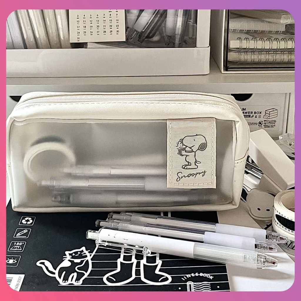 creative-snoopy-pencil-case-กล่องใส่เครื่องเขียนความจุขนาดใหญ่-pochacco-นักเรียนมัธยมต้นโรงเรียนประถม-double-zipper-pencil-case-storage-bag-cod