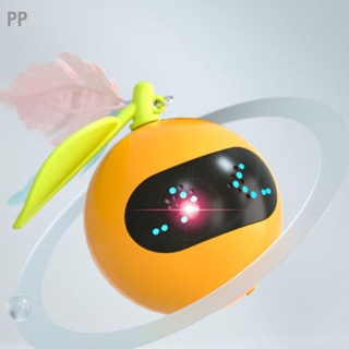 PP ของเล่นแมวหมุนด้วยไฟฟ้าพร้อมเลเซอร์ Red Dot Interactive Automatic Smart Jumping Ball Orange