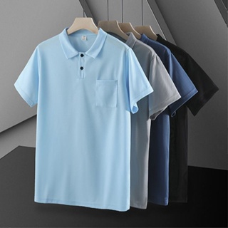 [L-12XL] extra-large polo shirt boys large ice silk short-sleeved polo shirt men loose fat fat guy lapel business t-shirt dad half-sleeved T-shirt