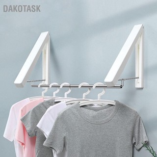 DAKOTASK ไม้แขวนเสื้อพับติดผนังพับได้สีขาวติดตั้งฟรีราวตากผ้าสำหรับห้องนอนสำนักงาน