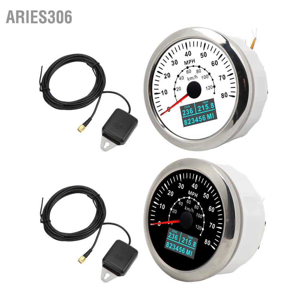 aries306-เครื่องวัดความเร็ว-gps-85-มม-กันน้ํา-80mph-120km-h-พร้อมไฟแบ็คไลท์-หลากสี-สําหรับเรือยอร์ช-รถยนต์-เรือ-rv